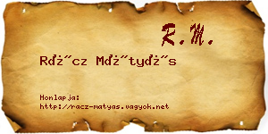 Rácz Mátyás névjegykártya